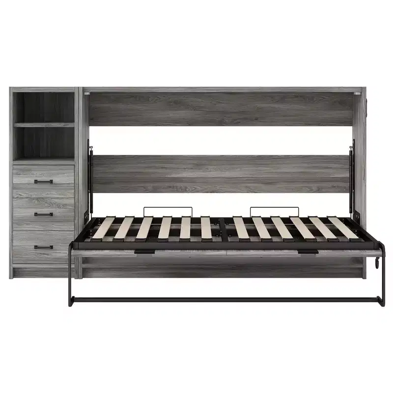 GDFStudio Bennett Metal and Wood Murphy Bed, Folded into a Cabinet