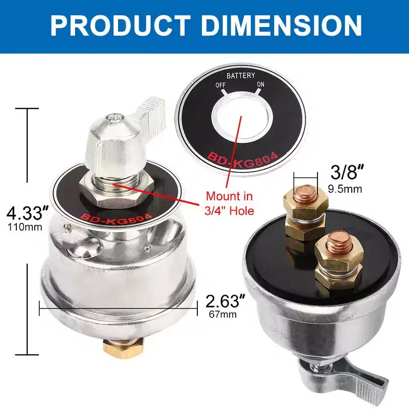 LotFancy High Current Battery Disconnect Switch, 12V-48V Battery Isolator Switch