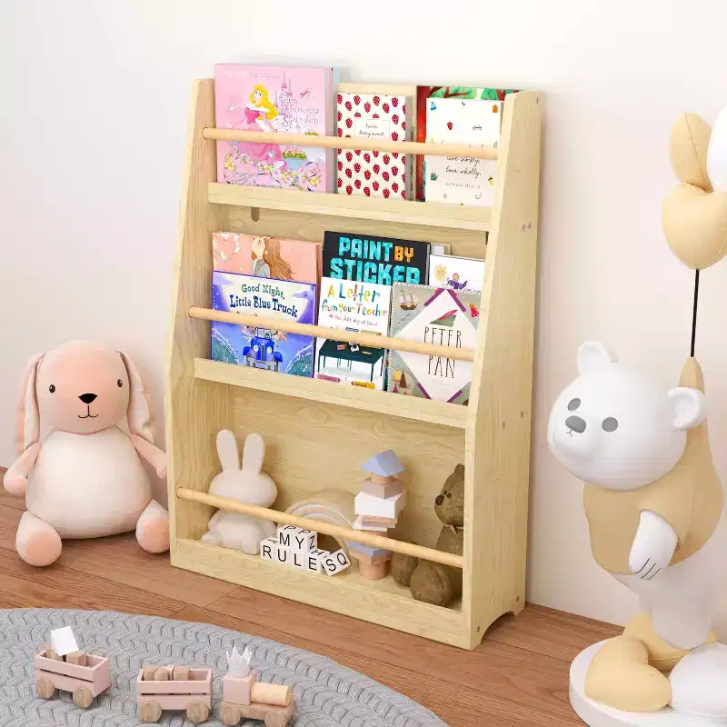 MAYEERTY 3 Tier Kids Book Shelf Book Rack, Help Keep Bedrooms Playrooms Natural
