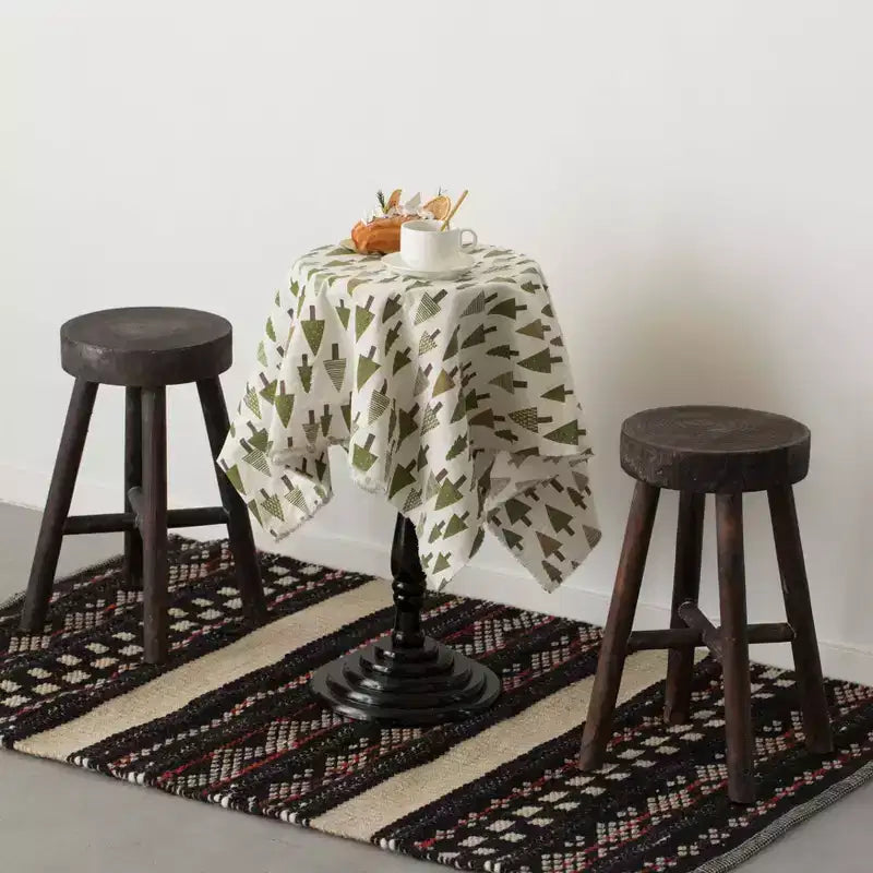 Vintiquewise Antique Round Wooden Chair Log Cabin Stools Set of 2