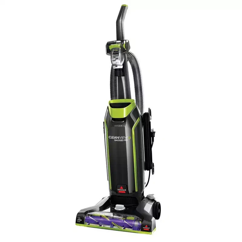 BISSELL CleanView Bagged Upright Pet Vacuum Cleaner 20193 15" Cleaning Path Black: Electric, 3-Year Warranty, Pet Hair Pick Up, 27ft Cord