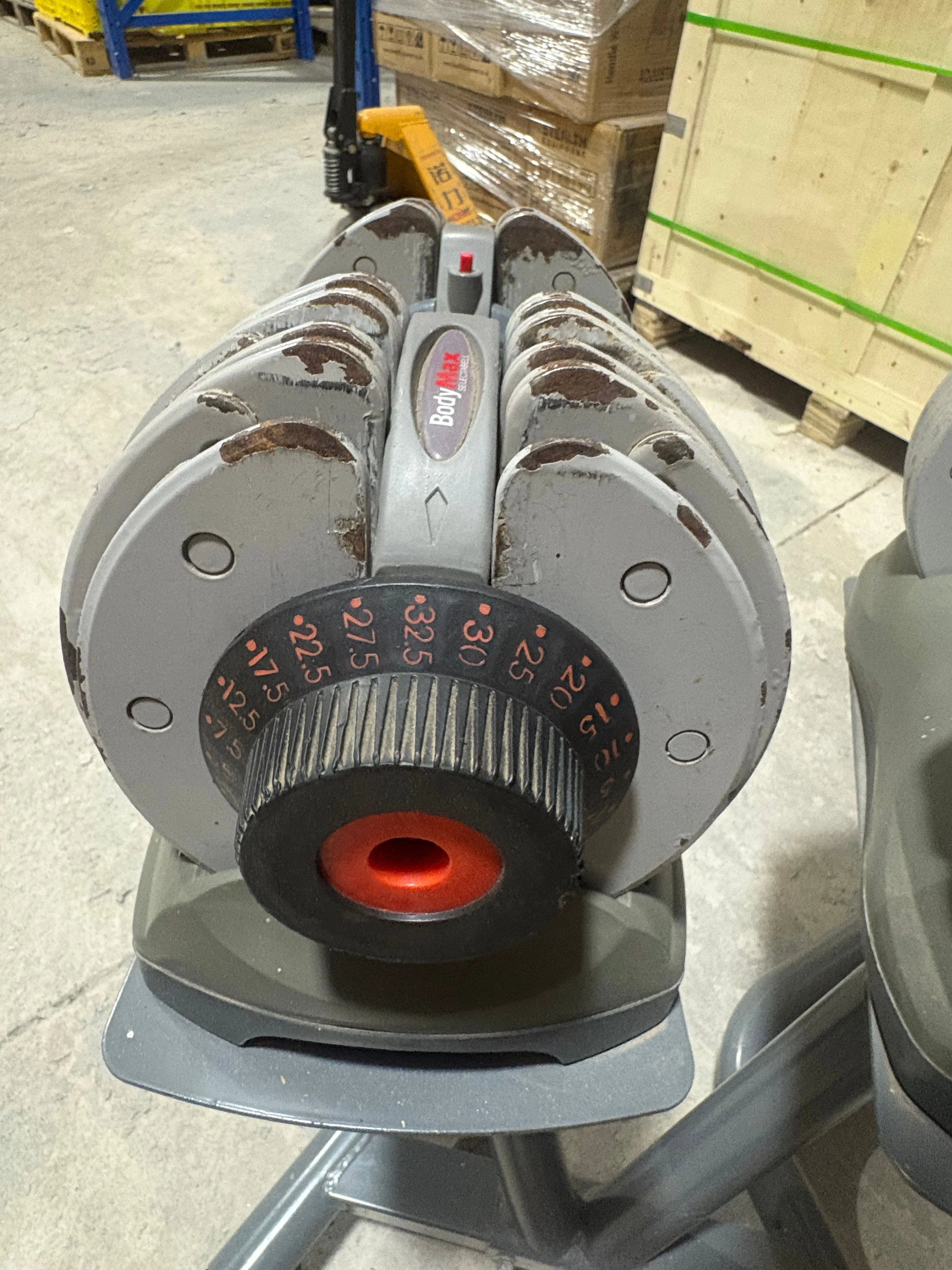 Used 5-32.5kg Adjustable Dumbbell + Stand