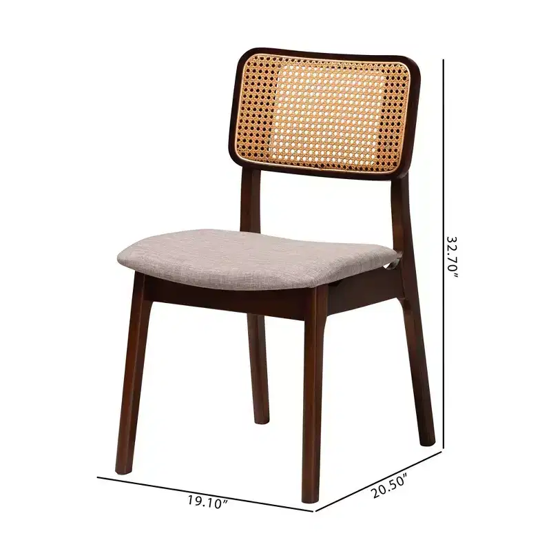 Baxton Studio Baxton Studio 2pc Dannon Fabric and Wood Dining Chairs Gray/Walnut Brown/Light Brown: Polyester Upholstery, Rubberwood Frame
