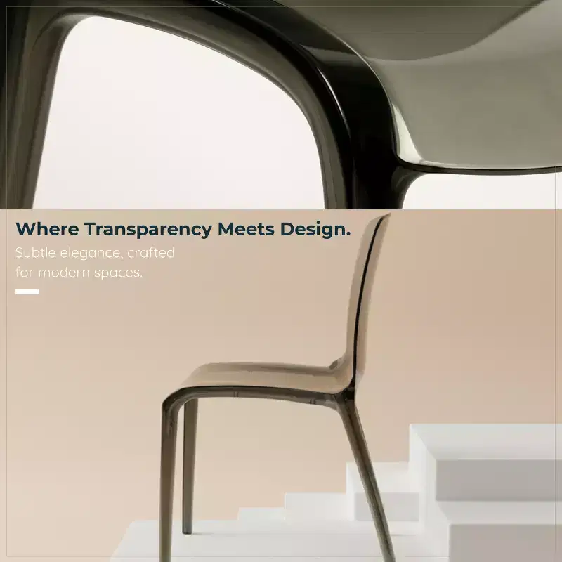 LeisureMod Murray Mid-Century Modern Dining Chair - Waterfall Edge Design Acrylic, Ergonomic and Stackable, Set of 4