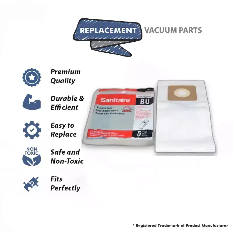 Topvacuumparts Replacement Part For Eureka Style BU, SL4110A Coommercial Vacuum Cleaner Paper Bags 5pk # compare to part 2922