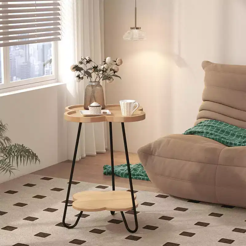 Round Accent End Table for Living Room & Bedroom, Modern Side Table