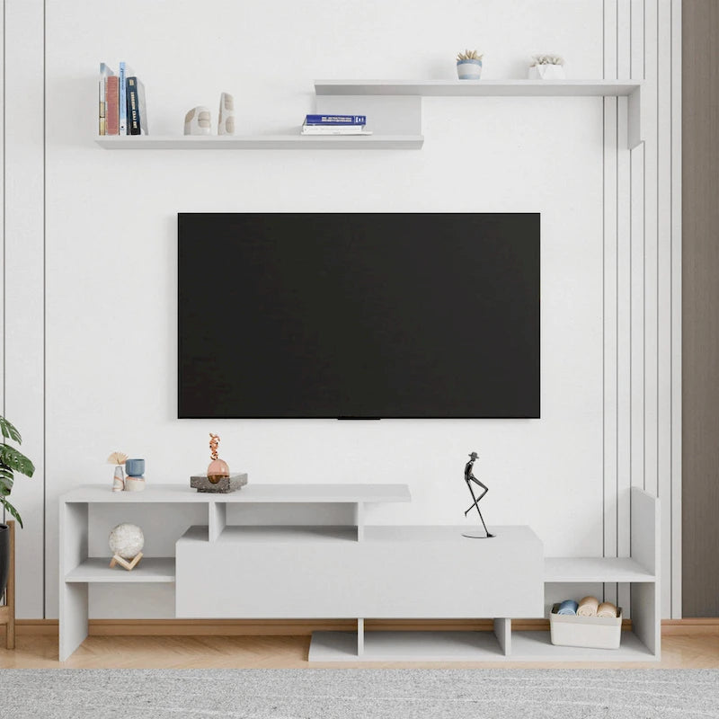 Surrey 60.2 2 Pc 1-Drawer Floating TV Stand Media Console with Open Shelves