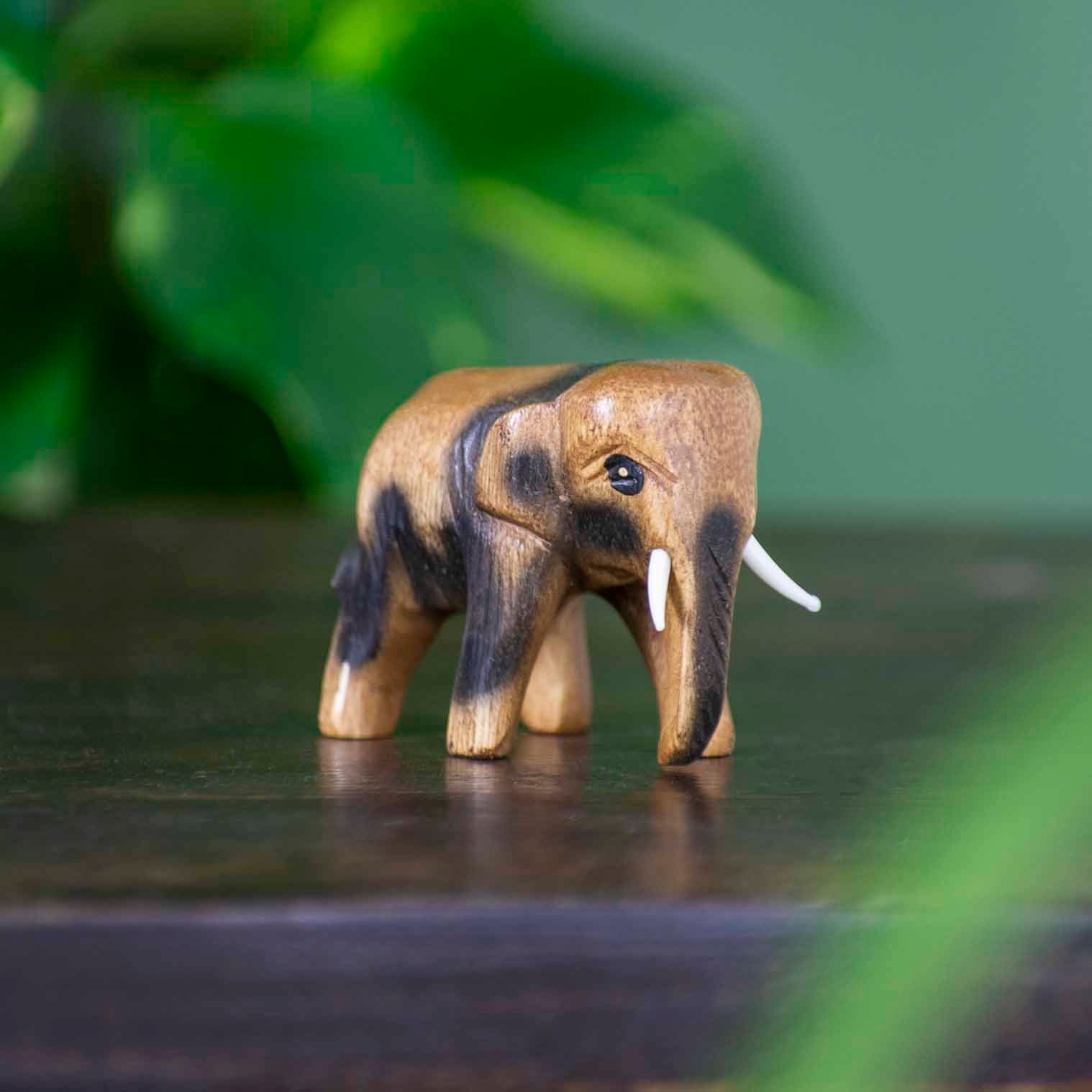 Carved Raintree Elephant, Mini