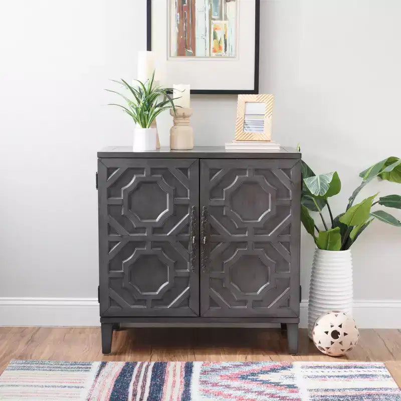 Powell Kinsley Solid Wood 2 Doors and 2 Shelves Accent Cabinet