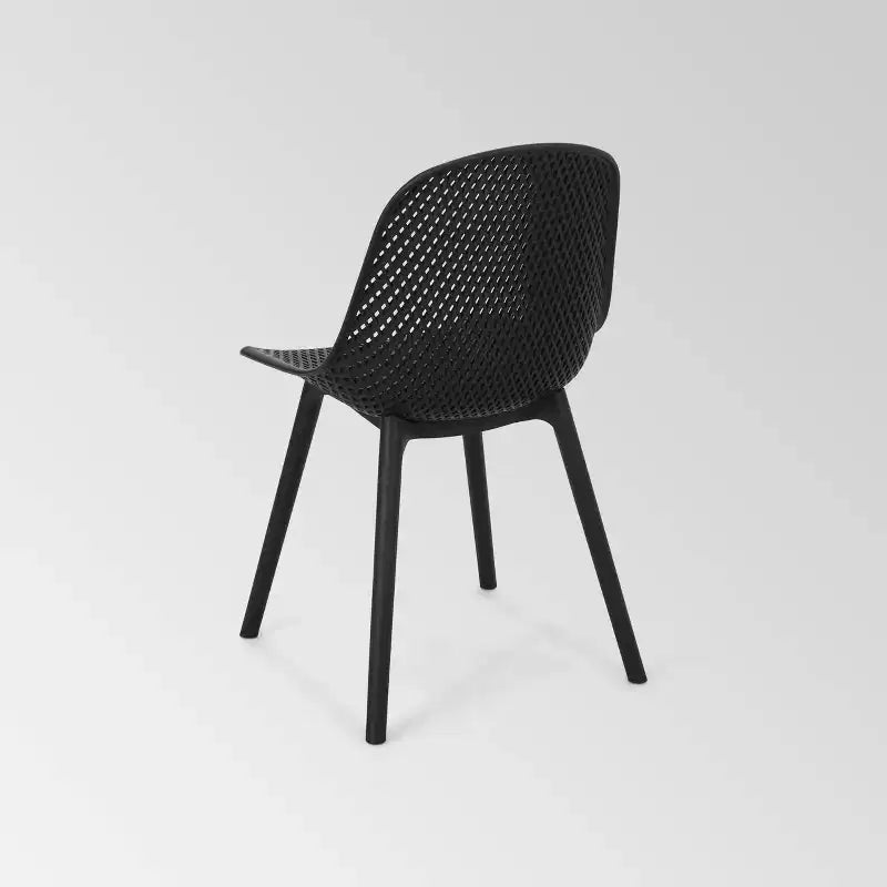 Posey 2pk Resin Modern Dining Chairs - Black - Christopher Knight Home: Weather-Resistant, Armless Patio Seating