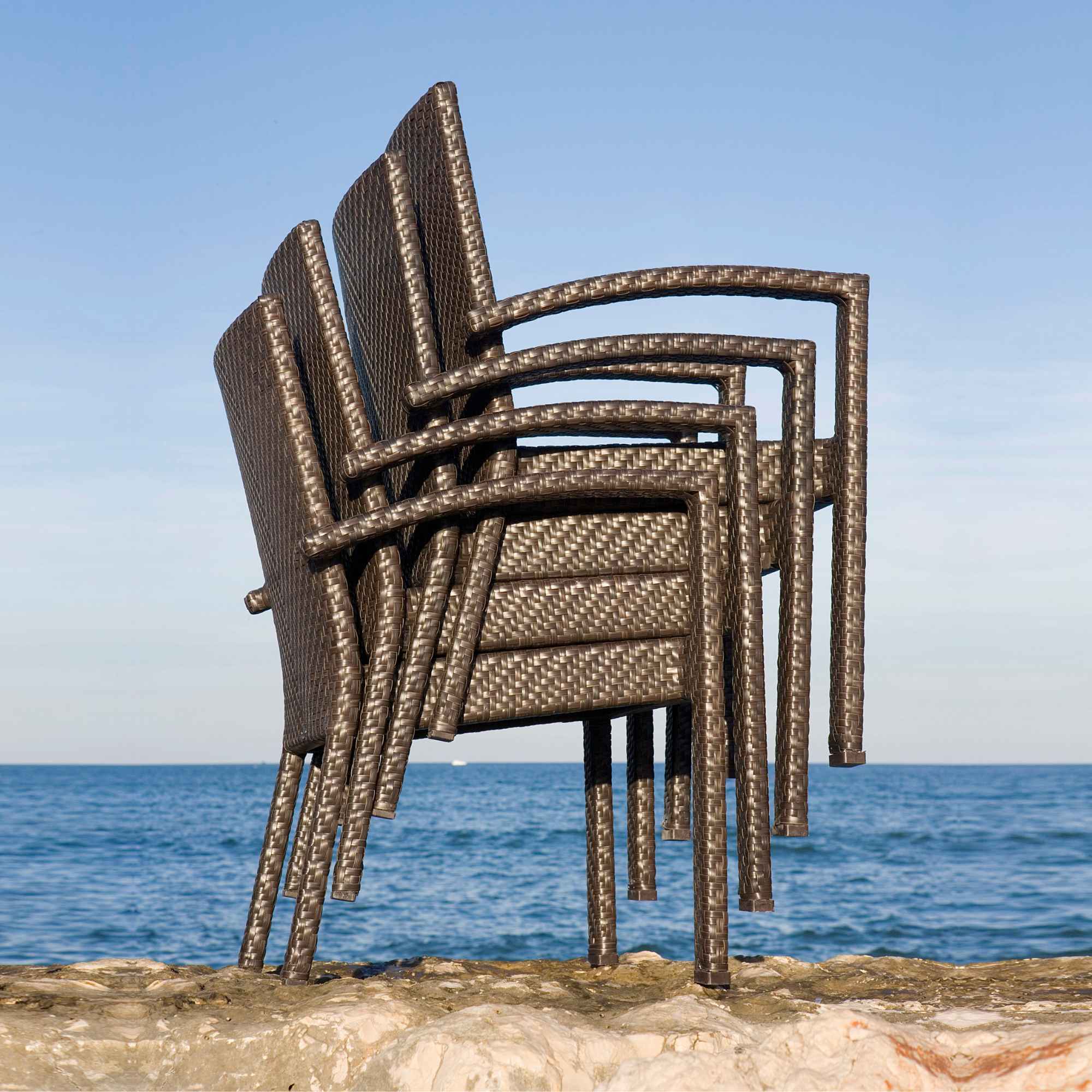 Outdoor Square Dining Armchairs with Cushions