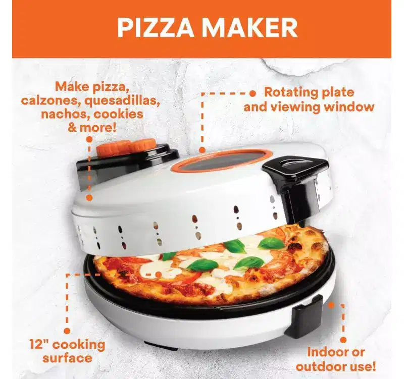 MasterChef Electric 12 Pizza Maker- Cook Homemade Calzones, Quesadillas & Cookies! - Adjustable Temp Control for Crispy Crust- Great Gift for Cooks