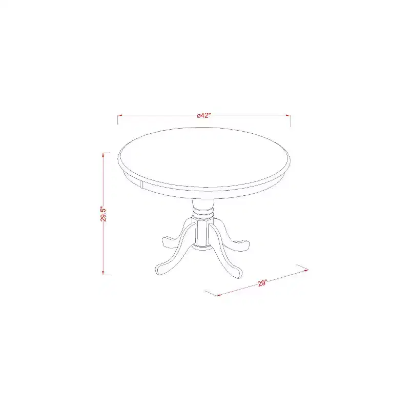 Round Dining Set - 5 Piece Kitchen Table with 4 Chairs - Linen White Finish