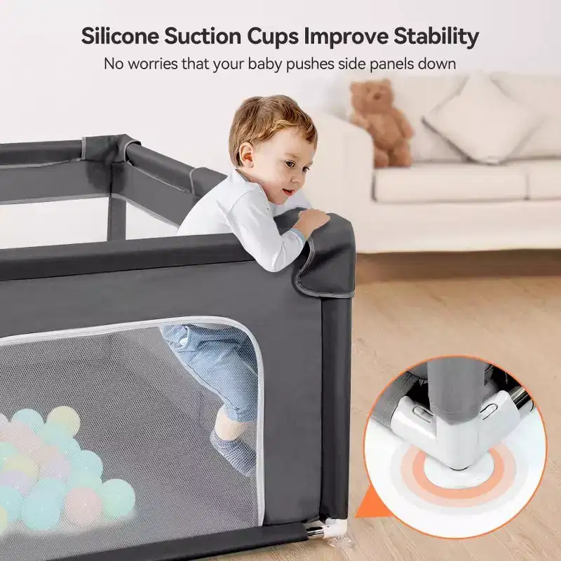 GOTGELIF 74x50 4-Panel Baby Playpen Spacious & Secure Portable Playard