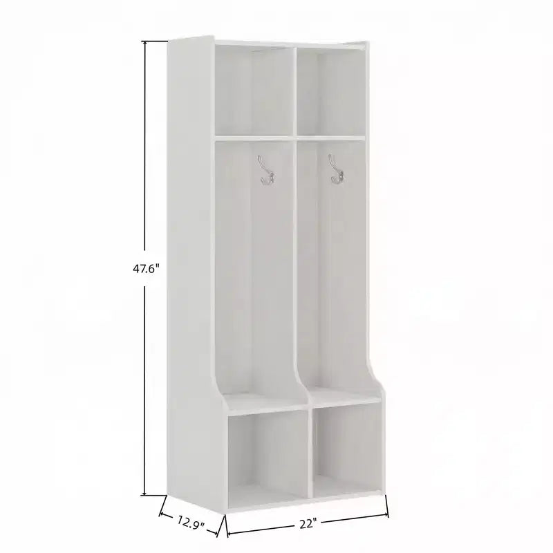 Coat Locker with 2 Sections  4 Storage Cubbies and 4 Hooks  Durable Organizer for Home, Study Room, Nursery, Kindergarten