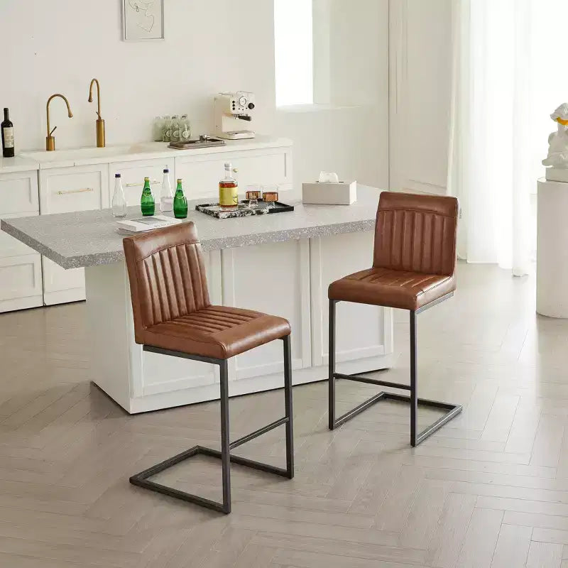 TUYOHW Vintage Bar Stool Set of 2,Counter Height Bar Stools with Metal Frame,26 Counter Stools for Kitchen Island & Home Bar