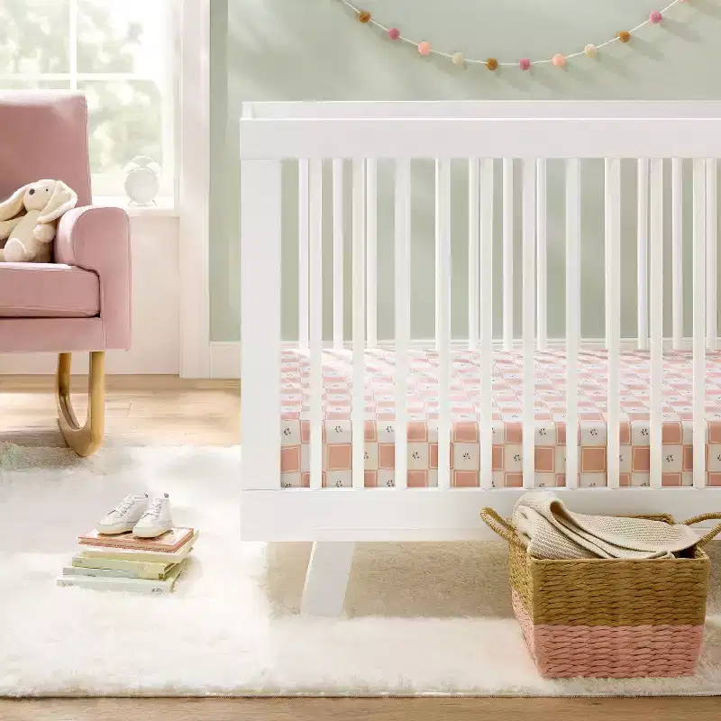 Cotton Fitted Crib Sheet - Floral Quilt - Cloud Island™: 200 Thread Count, 100% Cotton, Standard Crib Size
