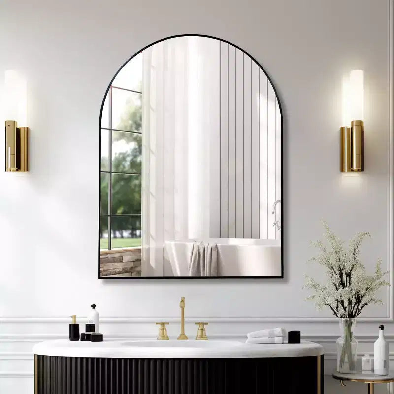 30 x 40 Arched Decor Wall Mirror, Large Modern Aluminum Alloy Frame Vanity Mirror for Entryway & Bathroom