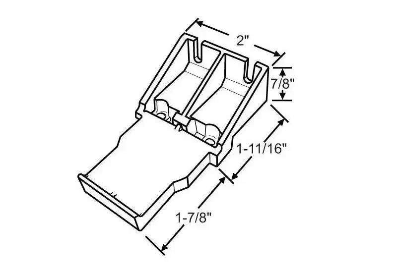 Brixwell Fixed Patio Door Clip, 7/8 Height, 2 Top Width, 1-11/16 Body Length, Plastic Material, White Finish