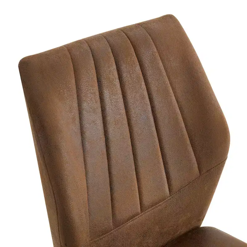 Homy Casa Set of 4 Modern Faux Leather Dining Chairs with Metal Legs, Padded Seat, Brown