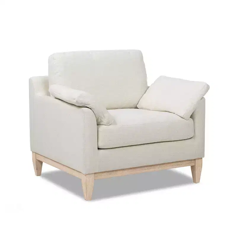 Jennifer Taylor Home Pasadena 36 Wide Modern Farmhouse Accent Arm Chair in Flax White