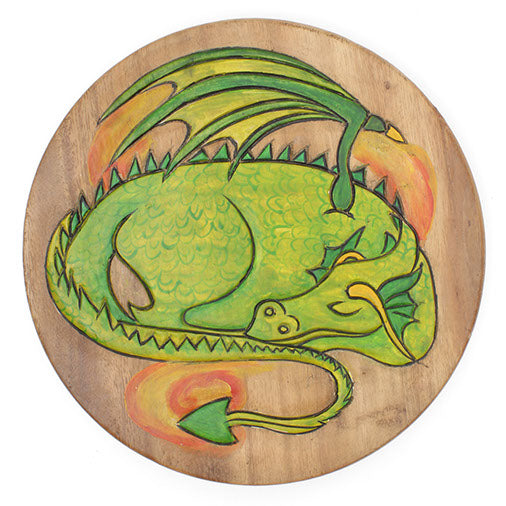 Sleeping Dragon Carved Raintree Wood Stool