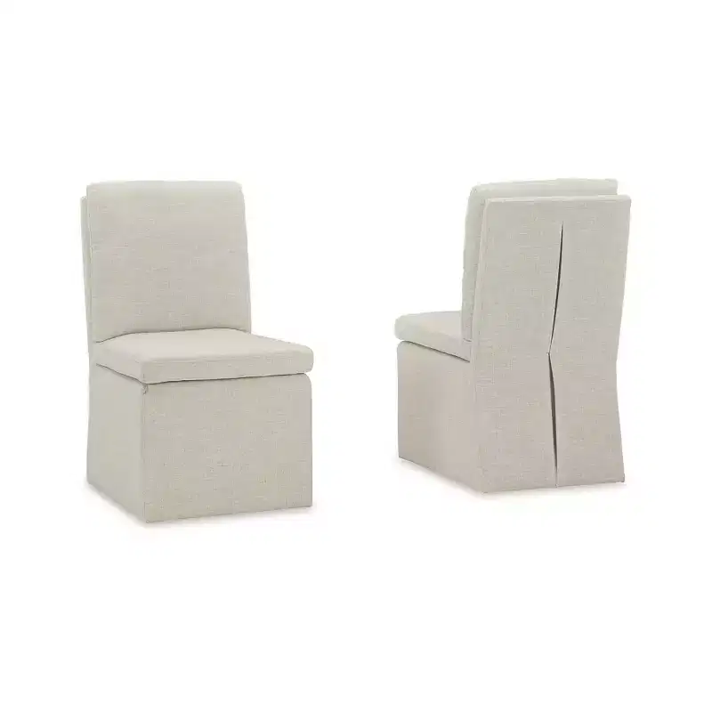 Signature Design by Ashley Krystanza Dining Chair, Set of 2, Upholstered with Casters, Oatmeal
