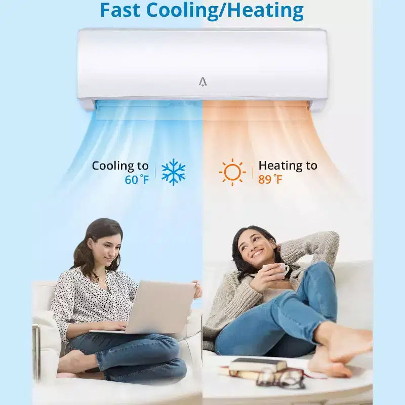 Mini Split Air Conditioning/Heating System, 19 Seer2 Inverter Mini Split Ac for Cooling Up to 450/750 Sq. Ft., Ductless Mini Split Heat Pump