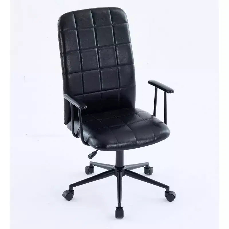 Okak Modern Antique PU leather Office Chair with High Backrest & Wheels,Ergonomic Swivel Task Chair for Home Office,Living Room