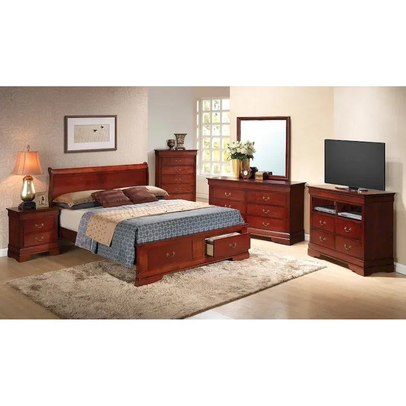 King Storage Wood Panel Bed