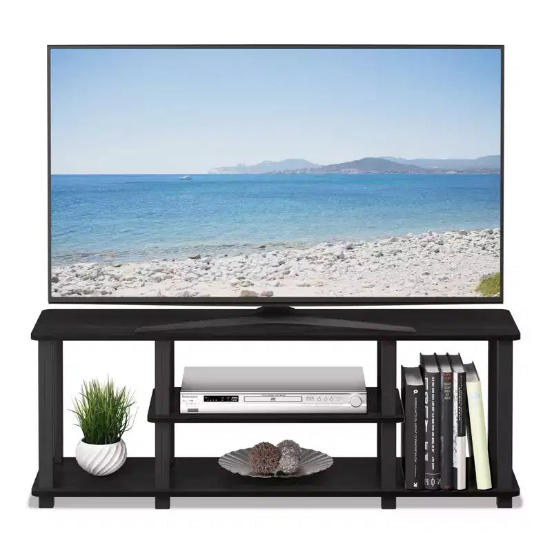 Furinno 3-Tier TV Stand for TVs up to 50 TV Entertainment Media Console Center with Square Tube,Americano/Black