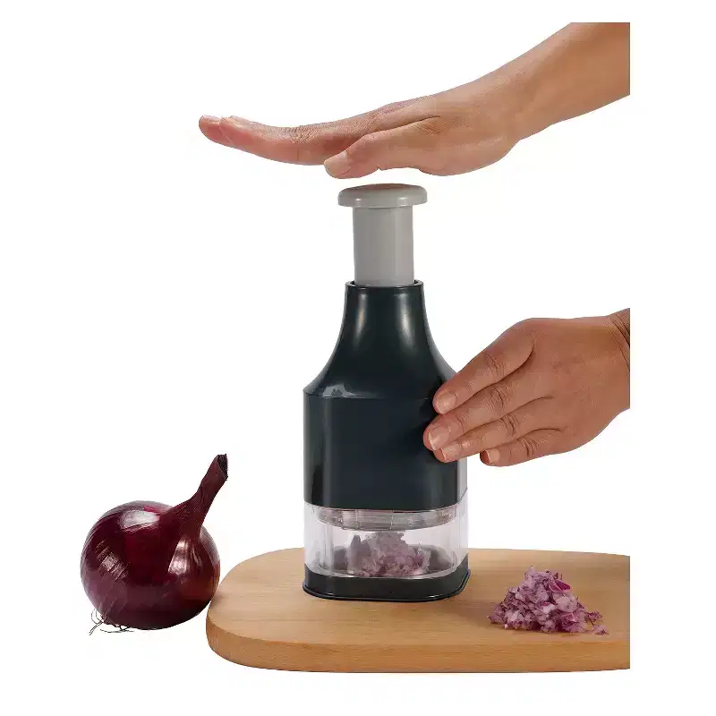 Sharp Chef 14 oz Manual Vegetable Chopper with Stainless Steel Blades, Easy to Use, Ideal for Onions, Garlic, Nuts, Herbs & More