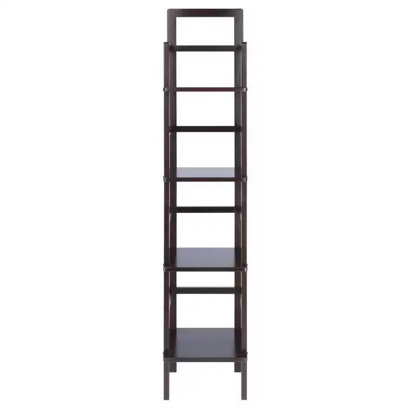 Narrow Baker's Rack Coffee - 4-Tier Storage, Lacquered Wood Finish, Fixed Shelves
