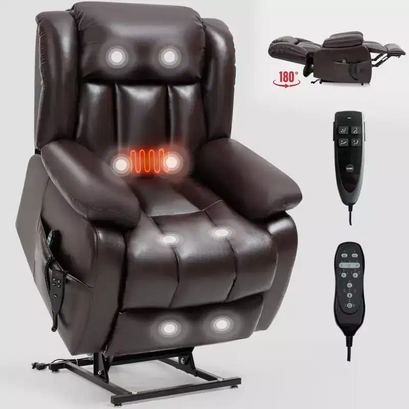 Dual Motor Infinite Position Electric Medium Size Power Lift Recliner Chair with 8-Point Vibration Massage and Lumbar Heating