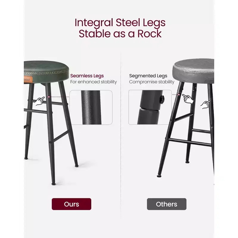 EKHO 24.8-Inch Tall Bar Chair Set of 2, Counter Height Bar Stools, Kitchen Counter Stools