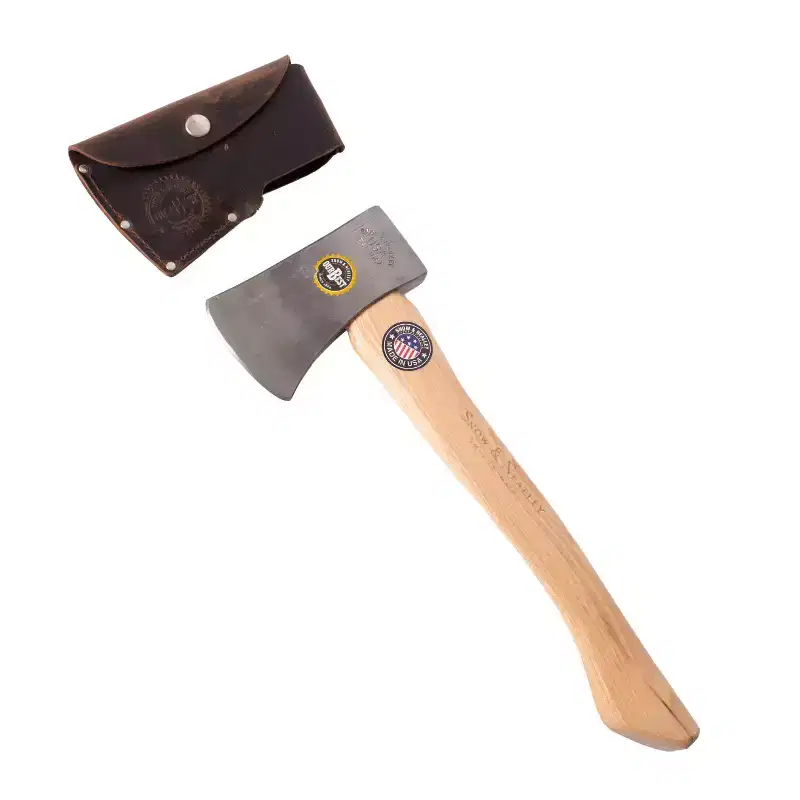Snow & Nealley Lightweight Axe, Outdoorsman's Belt Axe with Leather Belt Sheath and Wooden Handle, Amish Made, 15.75 in