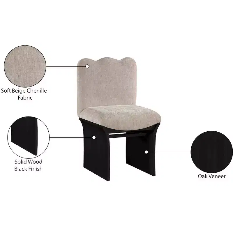 Meridina Furniture,Shaw Beige Chenille Fabric Upholstered Dining Chair