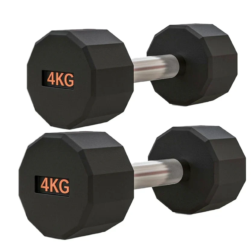 Rubber Coated Round Hex Dumbbell ¨C Anti?Roll Design, Knurled Grip Strength Training Dumbbells for Home Gym