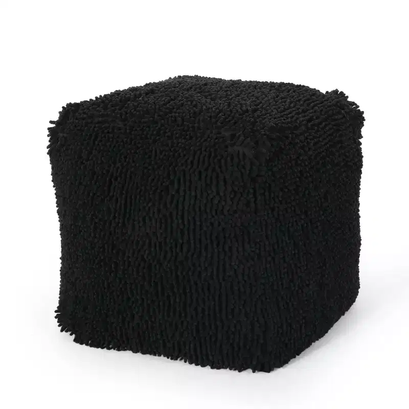 Modern Microfiber Chenille Cube Pouf