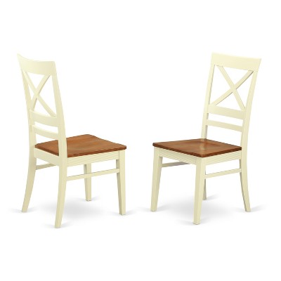 5-Piece Round Buttermilk and Cherry Finish Solid Wood Top Dining table with 4 Chairs with