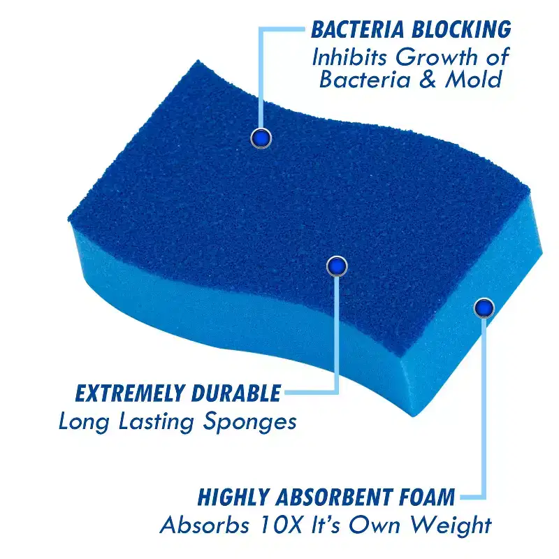 ELITRA HOME Heavy Duty Scrubber Sponge, with Smell Resistant Hydrophilic Foam Technology, Odorless - Blue