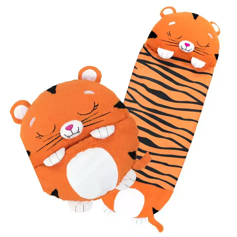Happy Nappers: Pillow & Sleepy Sack: Medium - Tiger Tobi - 54 x 20, 2-In-1: Plush Animal Opens Into Sleeping Bag, Soft Play & Nap Character, Kids 3+