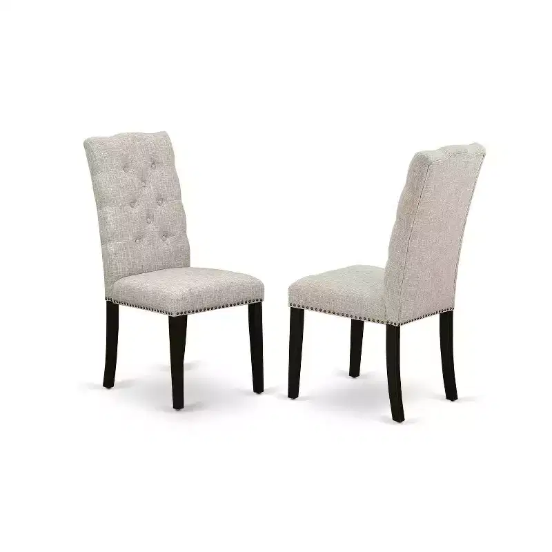 HomeStock 3-Piece Wirebrushed Black Solid Wood Top Button Tufted Dining Room Set (Seats-4)