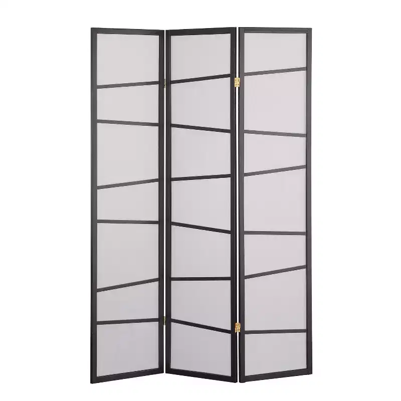 Roundhill Furniture 3-Panel Screen Room Divider, Black