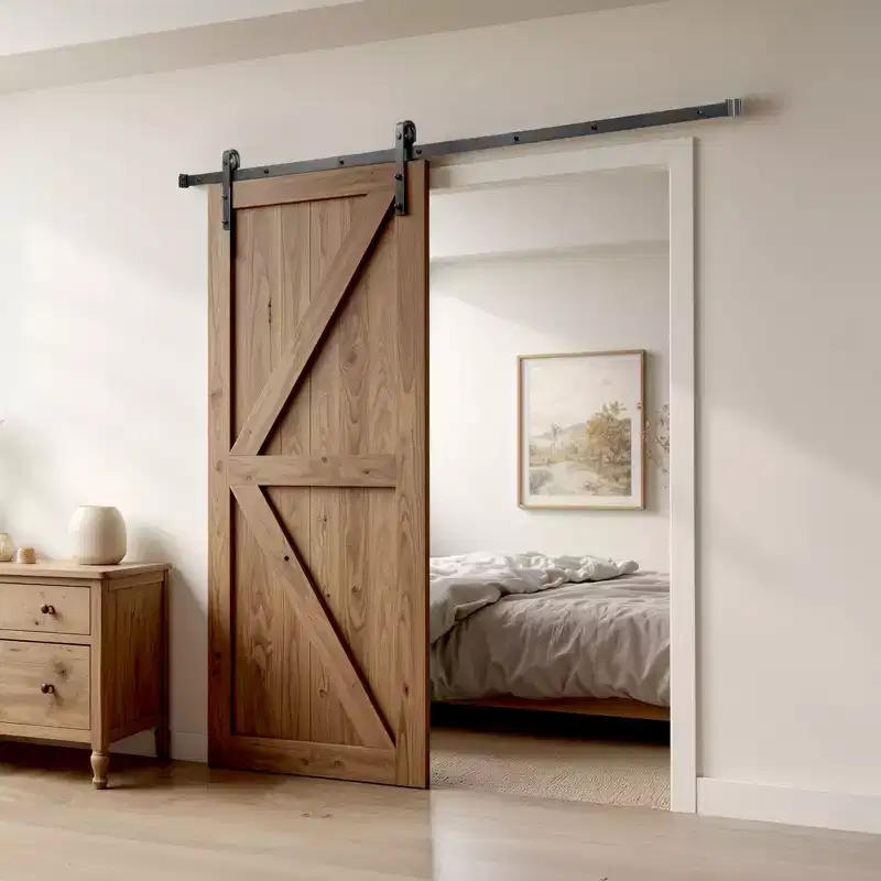 VEVOR 10FT Sliding Barn Door Hardware Kit, 330 LBS Weight Capacity, Compatible with 60 In Max Width & 1-3/8 to 1-3/4 In Single Sliding Barn Door,Black