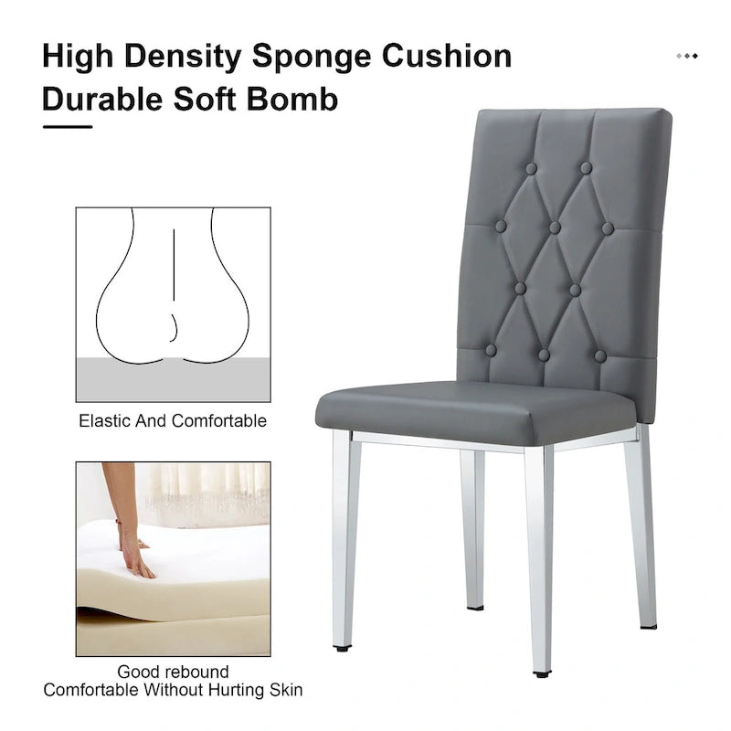4 piece set of gray armless dining chairs brings a touch of elegance and mystery to the dining area with its deep gray tone