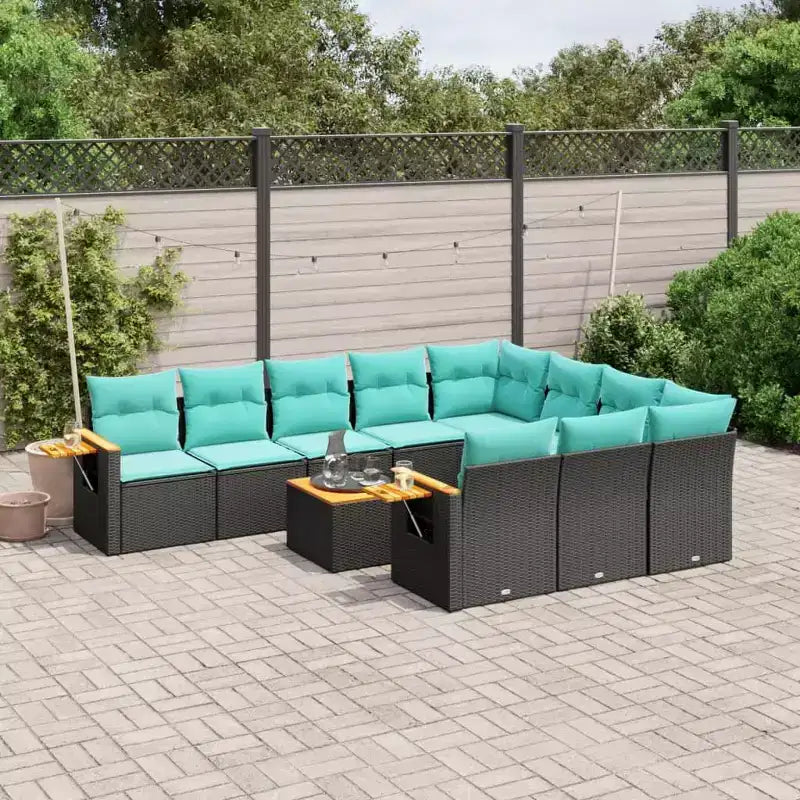 vidaXL 11 Piece Patio Sofa Set with Cushions Grey Poly Rattan (US only)