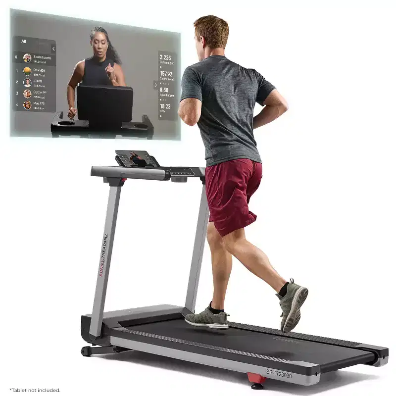 Sunny Health & Fitness Smart Foldable Treadmill with 15 Auto Incline Levels, 20 Wide Running Belt & Bluetooth SunnyFit App Connectivity