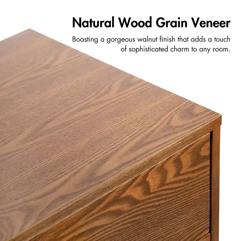 HOMES: Inside + Out 3pc Queen Riverstone Mid-Century Modern Bedroom Set with 2 Nightstands Walnut
