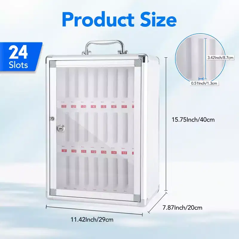 Cell Phone Locker, Aluminum Alloy Phone Storage Cabinet with Key Lock & EPE Lining, Wall-Mounted or Freestanding, for Office, Classroom, Gym